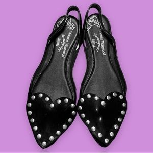 Vivienne Westwood Anglomania Melissa Black Studded Heart Jelly Ballet Flats 🖤🖤